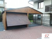 WOOD 003 - garáž z plechu v dekore dreva s prístreškom 6 x 6,5 m-3-SK