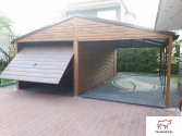 WOOD 003 - garáž z plechu v dekore dreva s prístreškom 6 x 6,5 m-4-SK