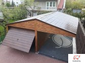 WOOD 003 - garáž z plechu v dekore dreva s prístreškom 6 x 6,5 m-5-SK