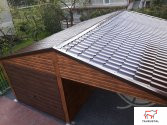 WOOD 003 - garáž z plechu v dekore dreva s prístreškom 6 x 6,5 m-7-SK