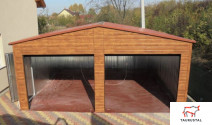 WOOD 016 - zateplená dvojgaráž z plechu v dekore dreva 6 x 6 m so sekčnou bránou-2-SK