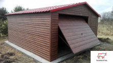 WOOD 017 - garáž z plechu v dekore dreva 5 x 5 m-2-SK